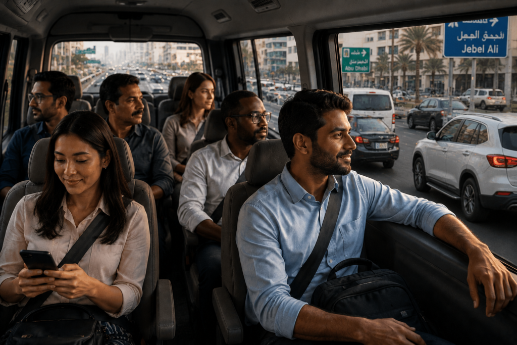Sharjah to Jebel Ali Carlift service for daily office and industrial commuters